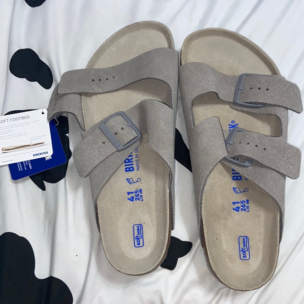 Gray suede Birkenstock